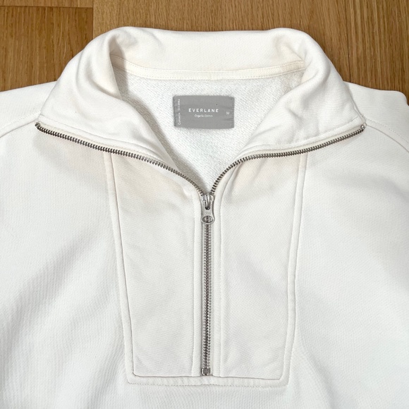 Everlane Half Zip Sweatshirt in Cream - Picture 7 of 9